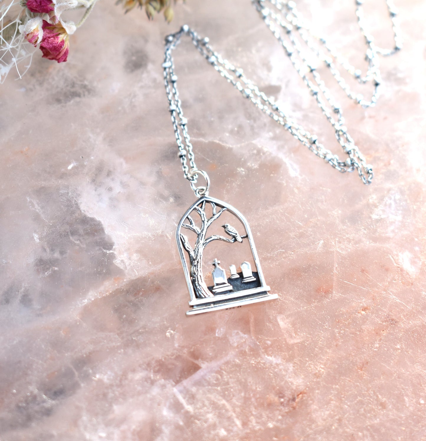 Nevermore Necklace-Wednesday Addams Inspired-925 Sterling Silver