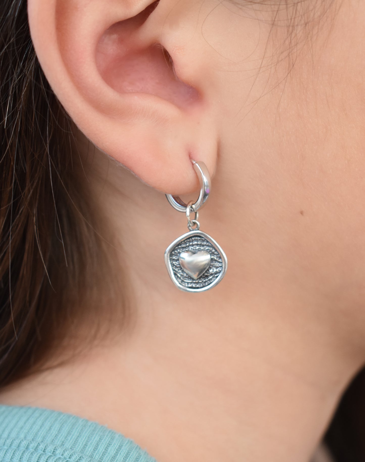 Heart Huggie Hoops-Sterling Silver Valentine's Day Mother's Day