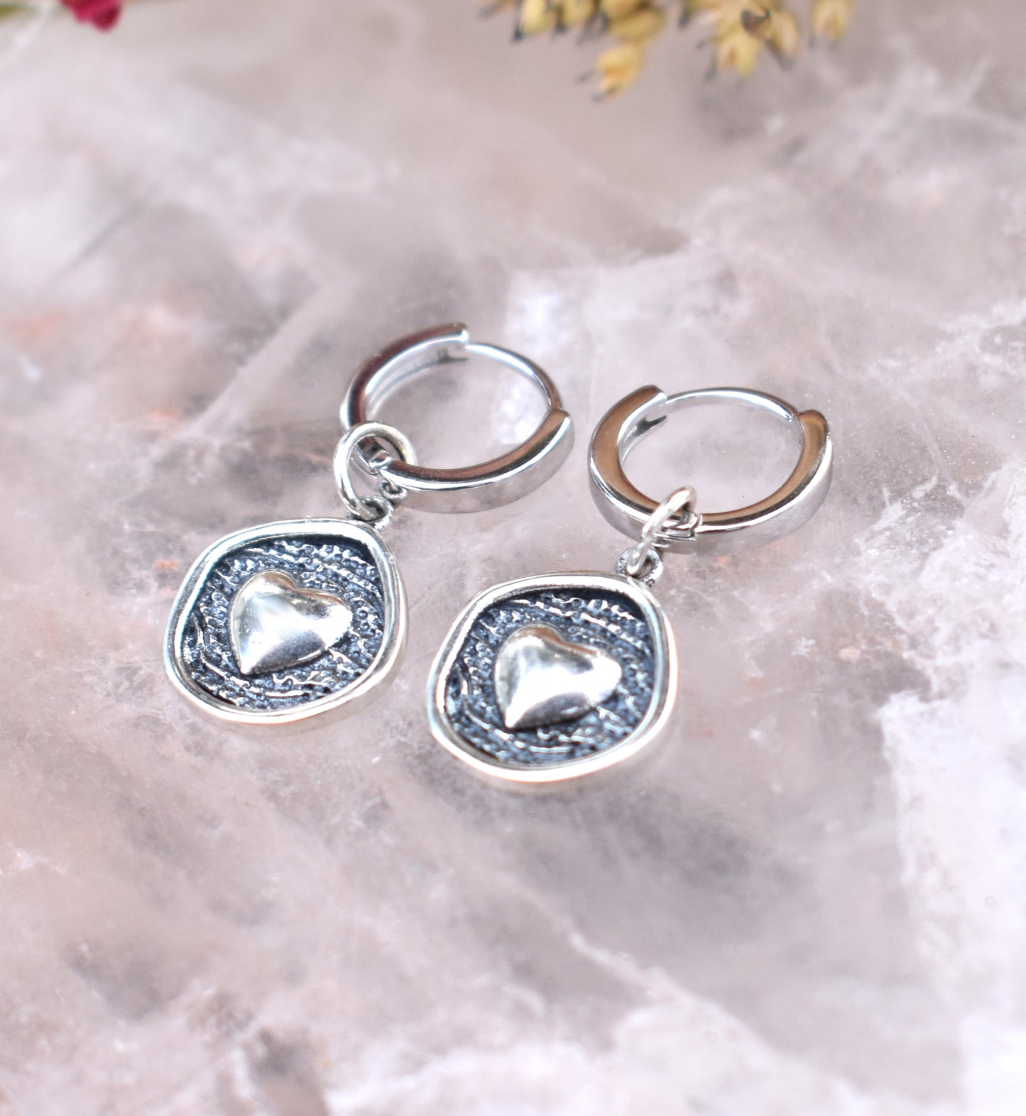 Heart Huggie Hoops-Sterling Silver Valentine's Day Mother's Day