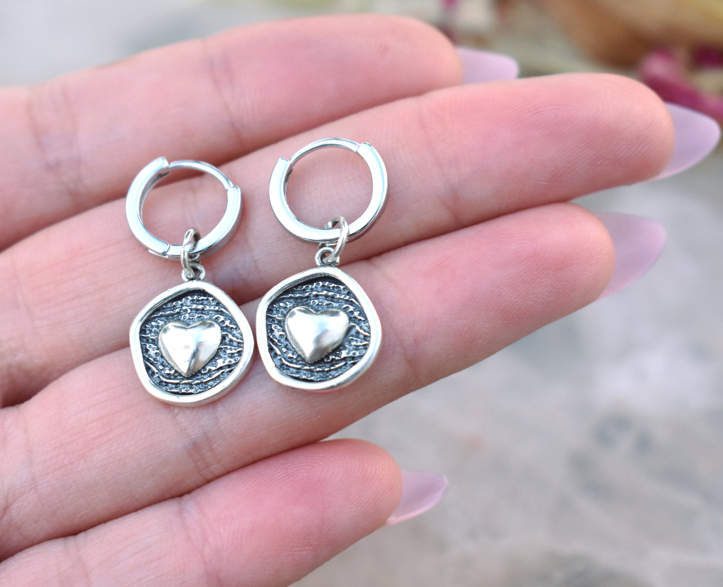 Heart Huggie Hoops-Sterling Silver Valentine's Day Mother's Day