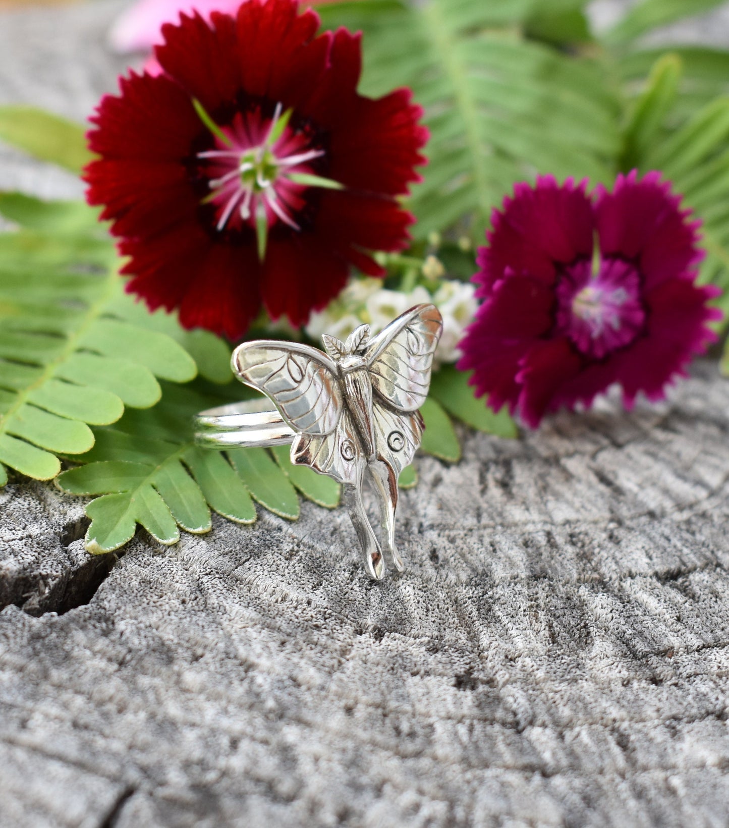 Luna Moth Ring- Moth Ring, Luna Moth Jewelry, Butterfly Ring-Silver Moth Ring