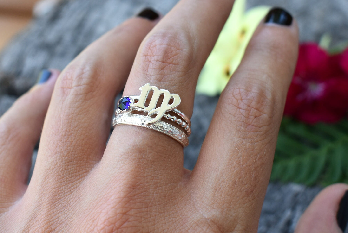 Virgo Ring- Star Signs Ring, Virgo Zodiac Ring, September Ring, Silver Ring