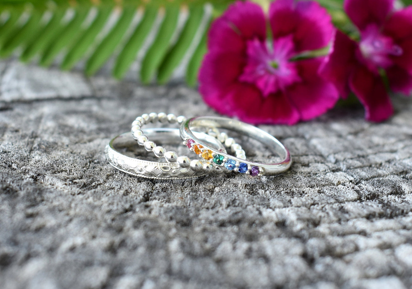 Rainbow Ring- Chakra Ring, Seven Chakras, Crystal Ring-Silver Crystal Ring