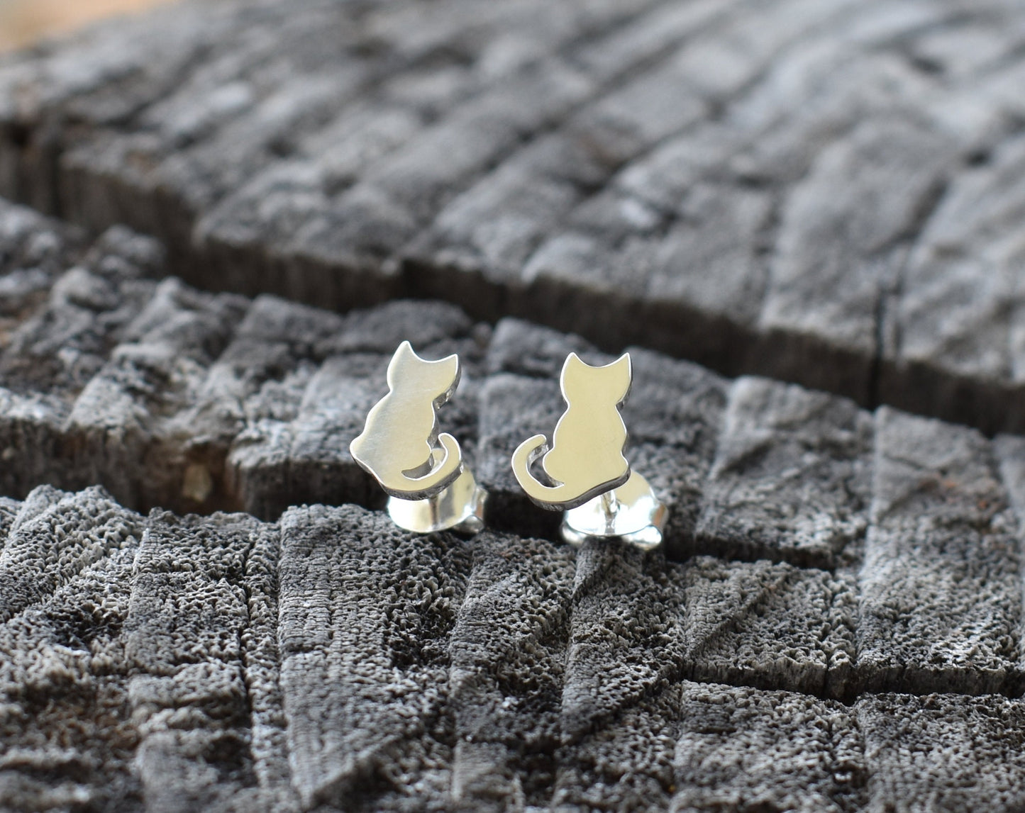 Kitty Studs- Cat Studs, Cat Earrings, Cat Jewelry, Cat Lover Gift-Silver Cat Earrings