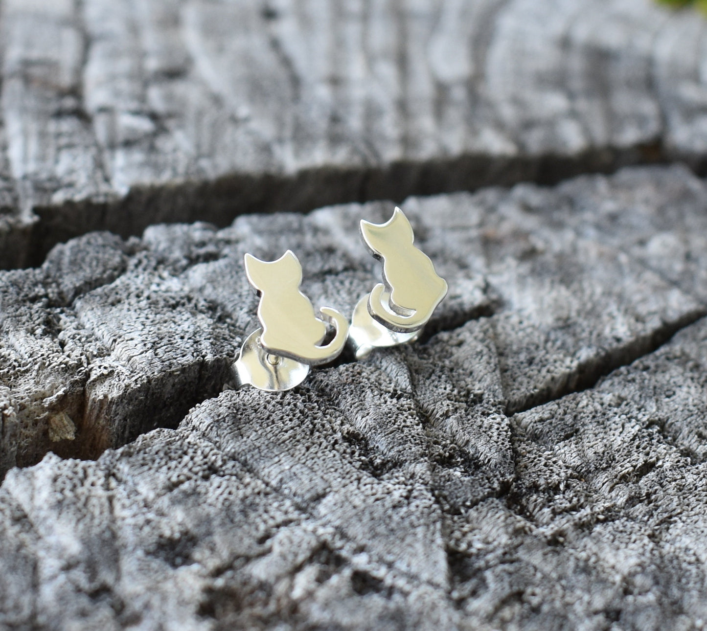 Kitty Studs- Cat Studs, Cat Earrings, Cat Jewelry, Cat Lover Gift-Silver Cat Earrings