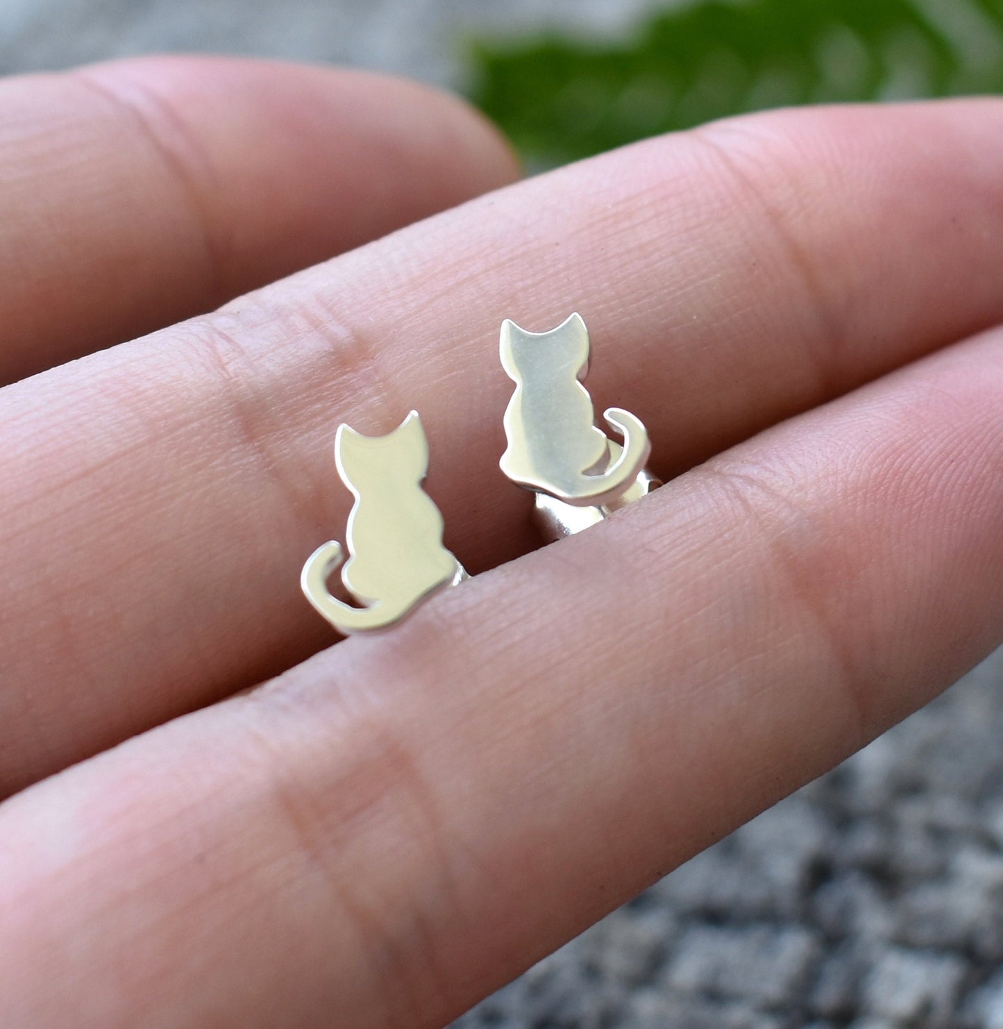 Kitty Studs- Cat Studs, Cat Earrings, Cat Jewelry, Cat Lover Gift-Silver Cat Earrings