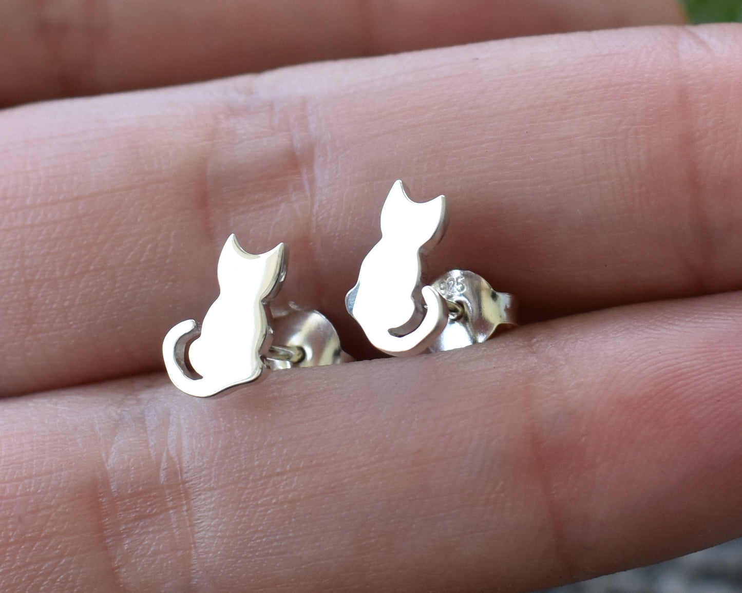 Kitty Studs- Cat Studs, Cat Earrings, Cat Jewelry, Cat Lover Gift-Silver Cat Earrings