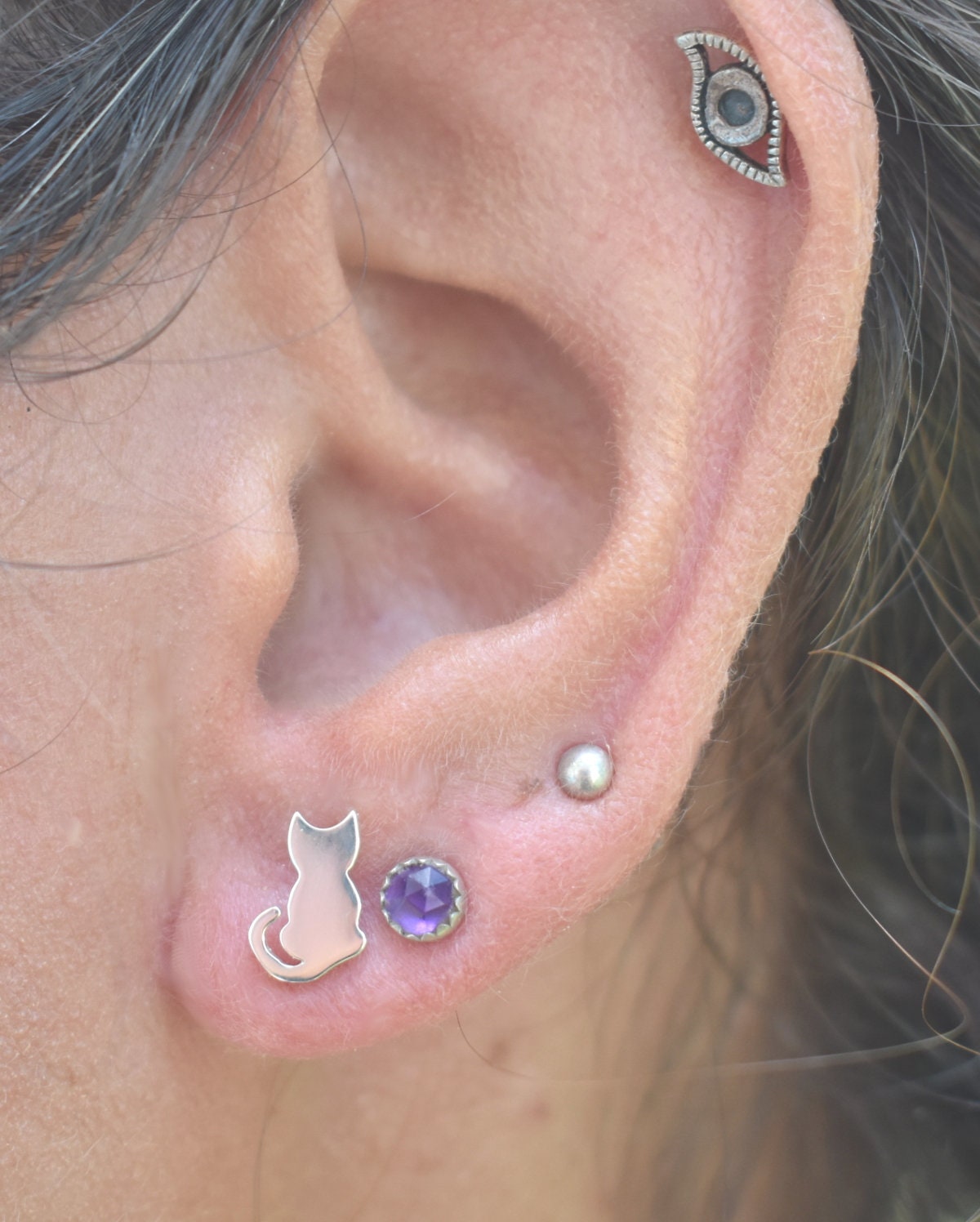 Kitty Studs- Cat Studs, Cat Earrings, Cat Jewelry, Cat Lover Gift-Silver Cat Earrings