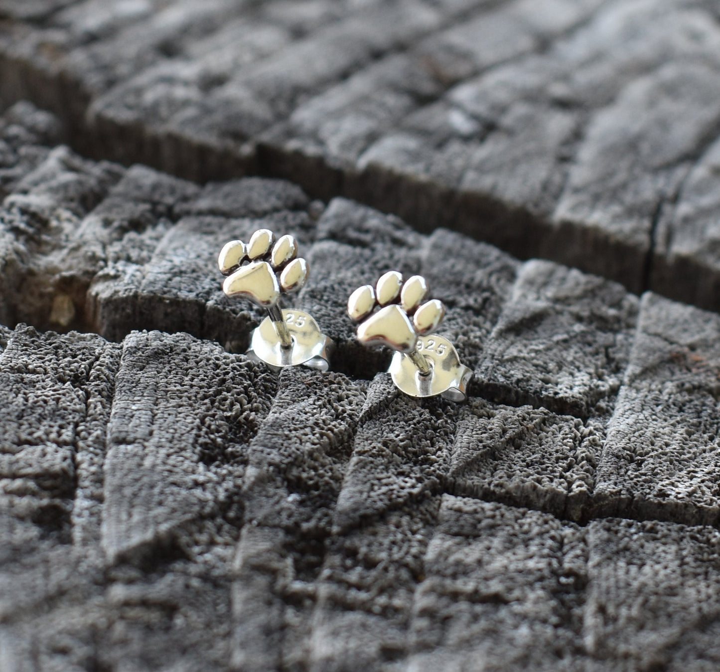 Paw Earrings- Dog Studs, Dog Jewelry, Pet Lover Gift, Puppy Earring-Silver Stud Earrings