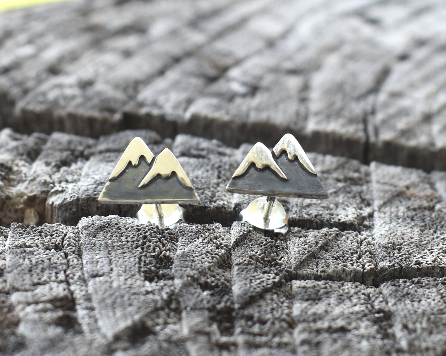 Mountain Earrings- Mountain Studs, Snow Capped Mountain- Silver Mountain Studs