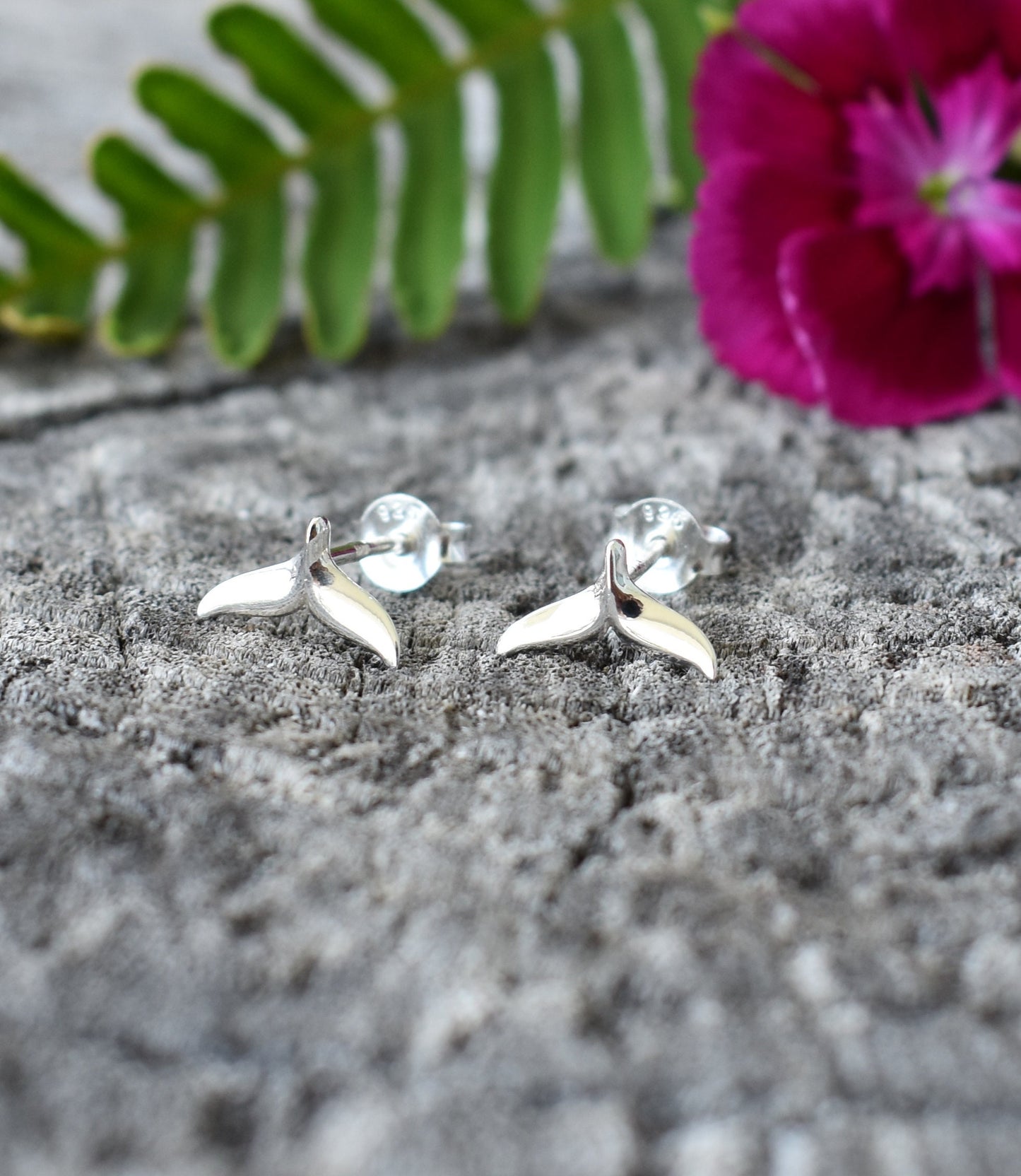 Whale Tail Earrings- Whale Stud Earrings, Whale Tail Jewelry- Silver Earrings