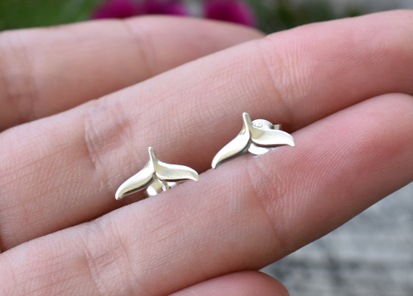 Whale Tail Earrings- Whale Stud Earrings, Whale Tail Jewelry- Silver Earrings