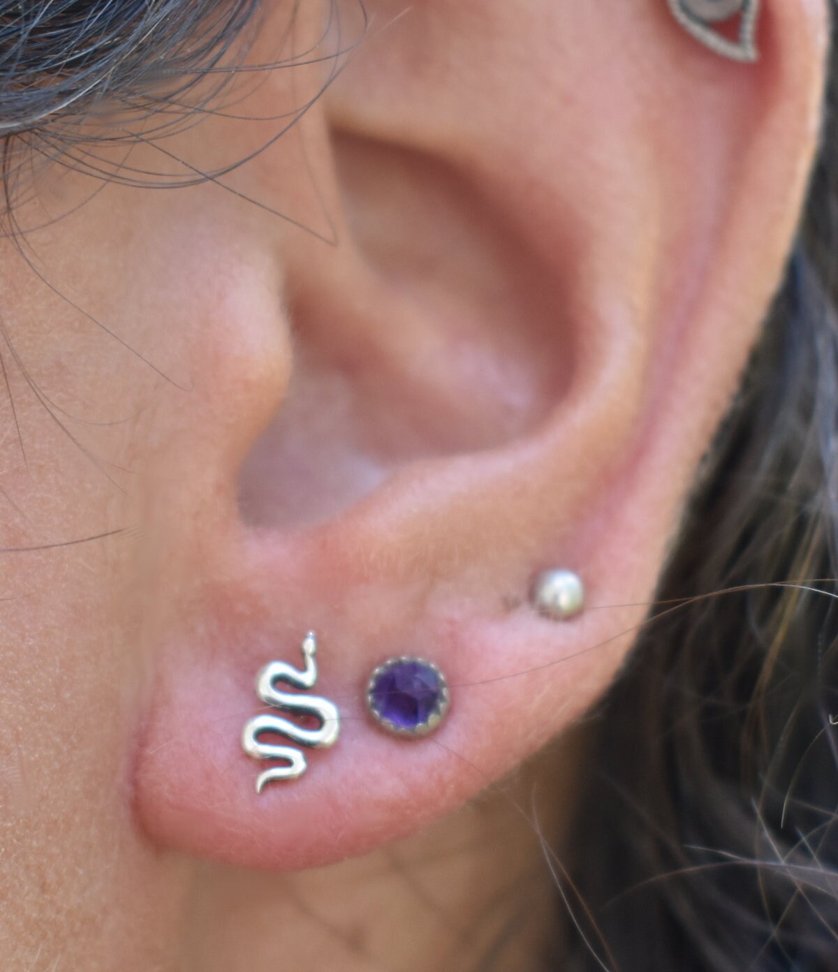 Snake Earrings- Snake Posts, Snake Studs, Serpent Symbolism-Silver Snake Earrings