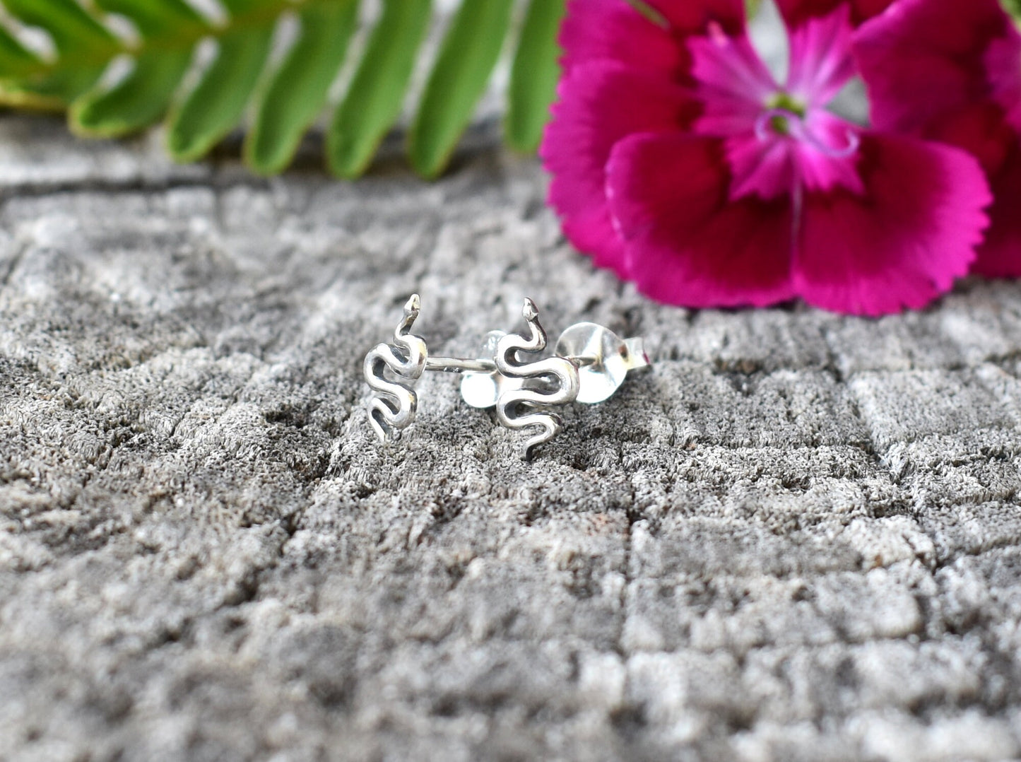 Snake Earrings- Snake Posts, Snake Studs, Serpent Symbolism-Silver Snake Earrings