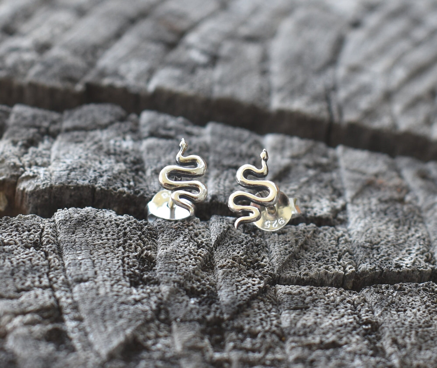 Snake Earrings- Snake Posts, Snake Studs, Serpent Symbolism-Silver Snake Earrings