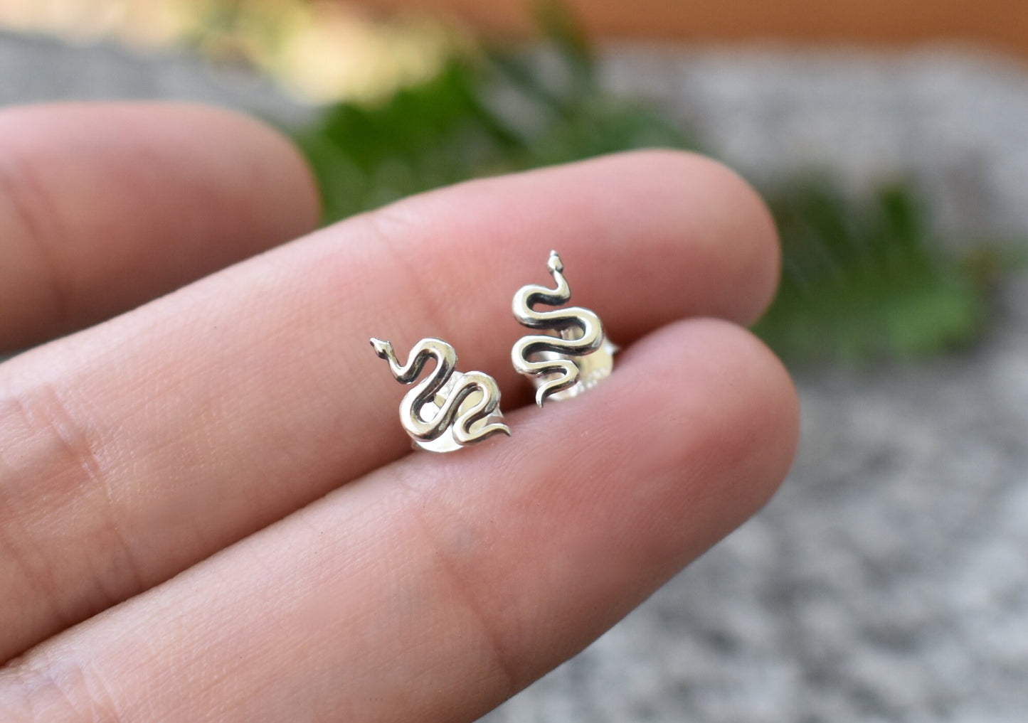 Snake Earrings- Snake Posts, Snake Studs, Serpent Symbolism-Silver Snake Earrings