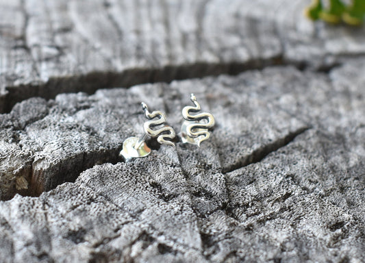 Snake Earrings- Snake Posts, Snake Studs, Serpent Symbolism-Silver Snake Earrings