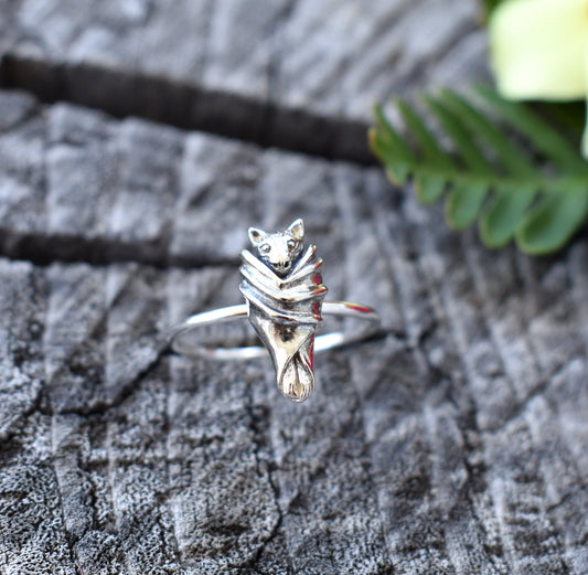Bat Ring- Bat Jewelry, Vampire Bat, All Hallows Eve, Silver Bat Ring