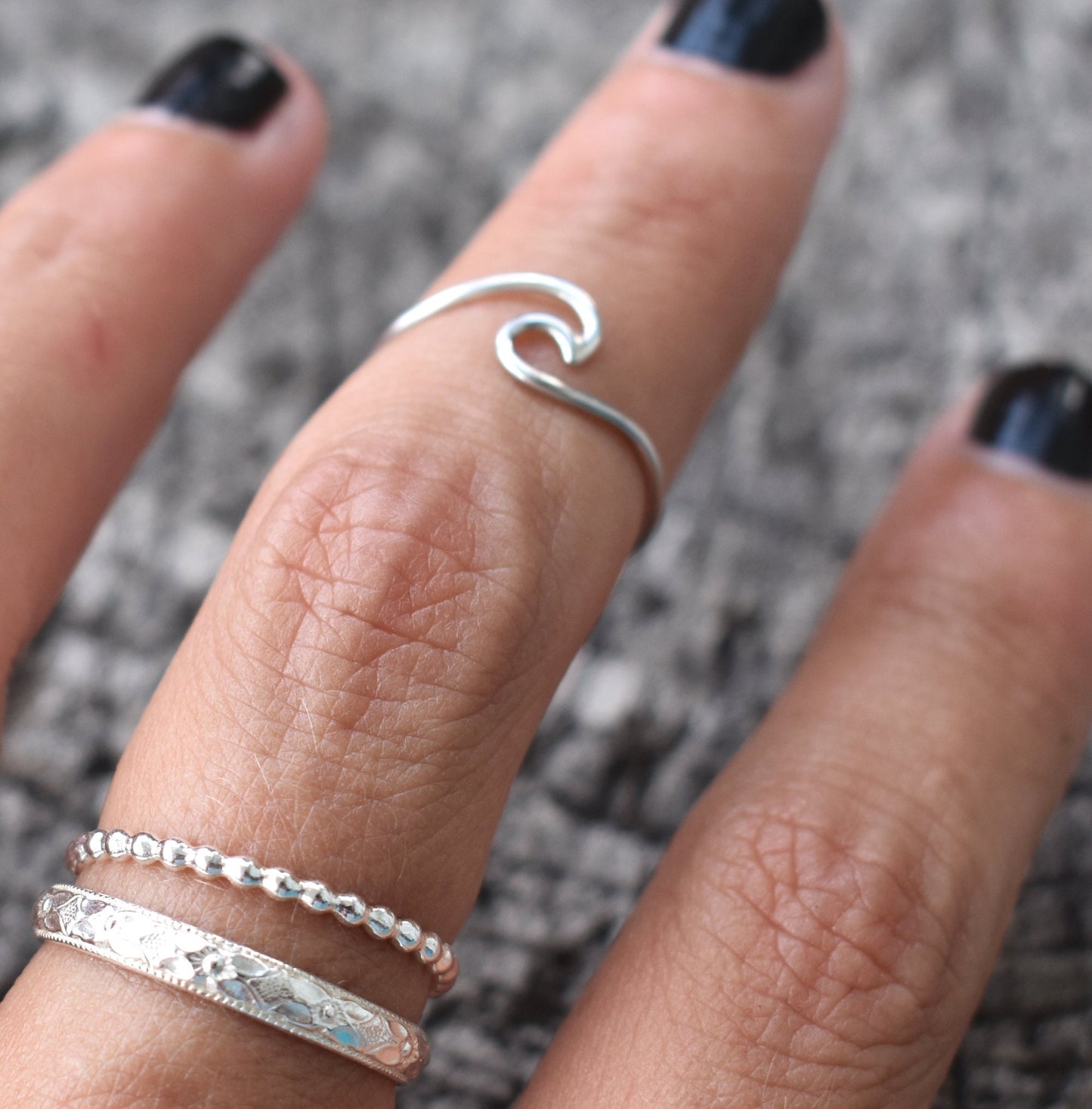 Wave Ring- Womens Wave Ring, Beach Ring, Ocean Ring, Pura Vida Ring-Silver Ring