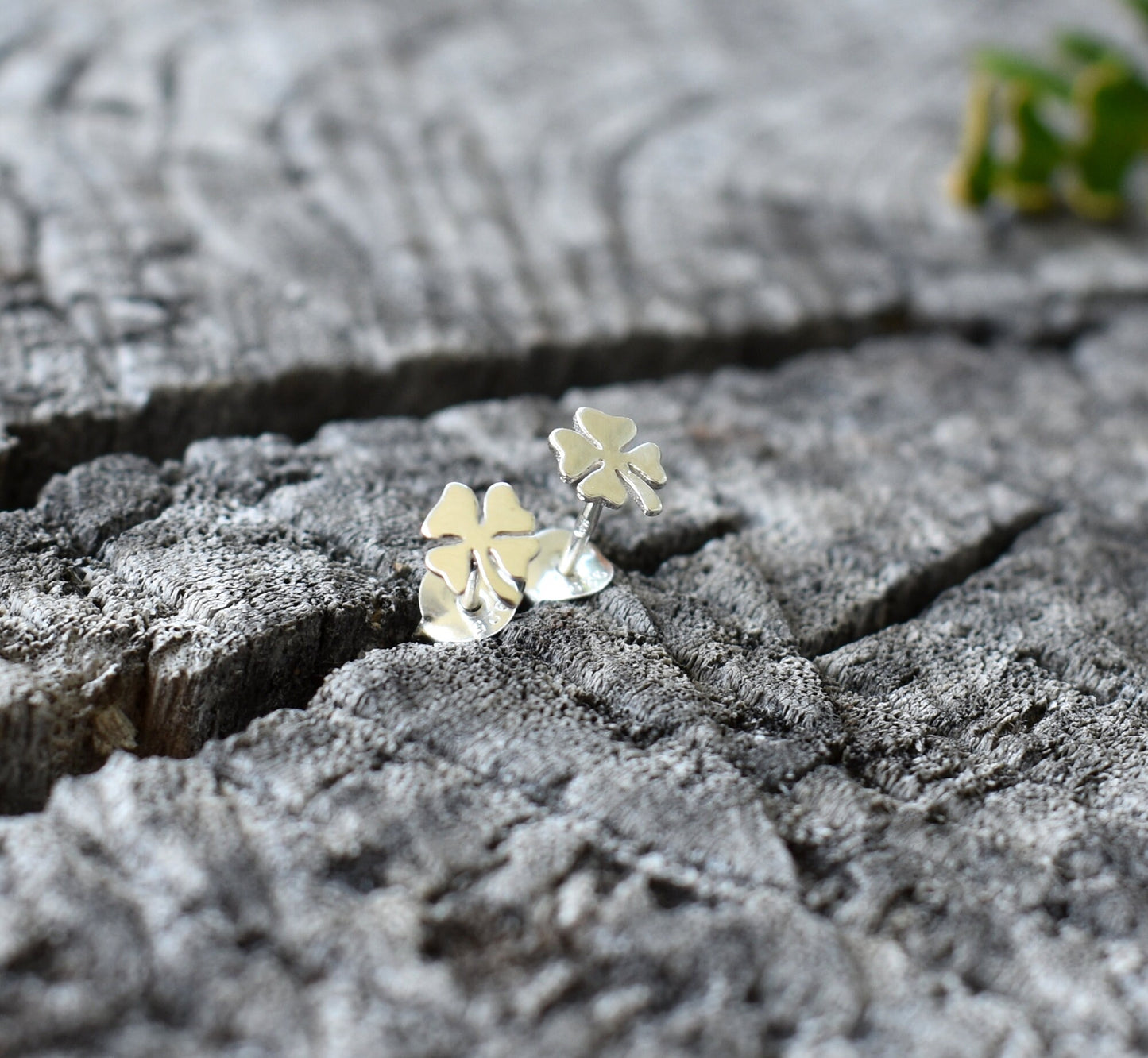 Four Leaf Clover Earrings- Clover Studs, Lucky Charm, Irish Luck-Silver Stud Earrings