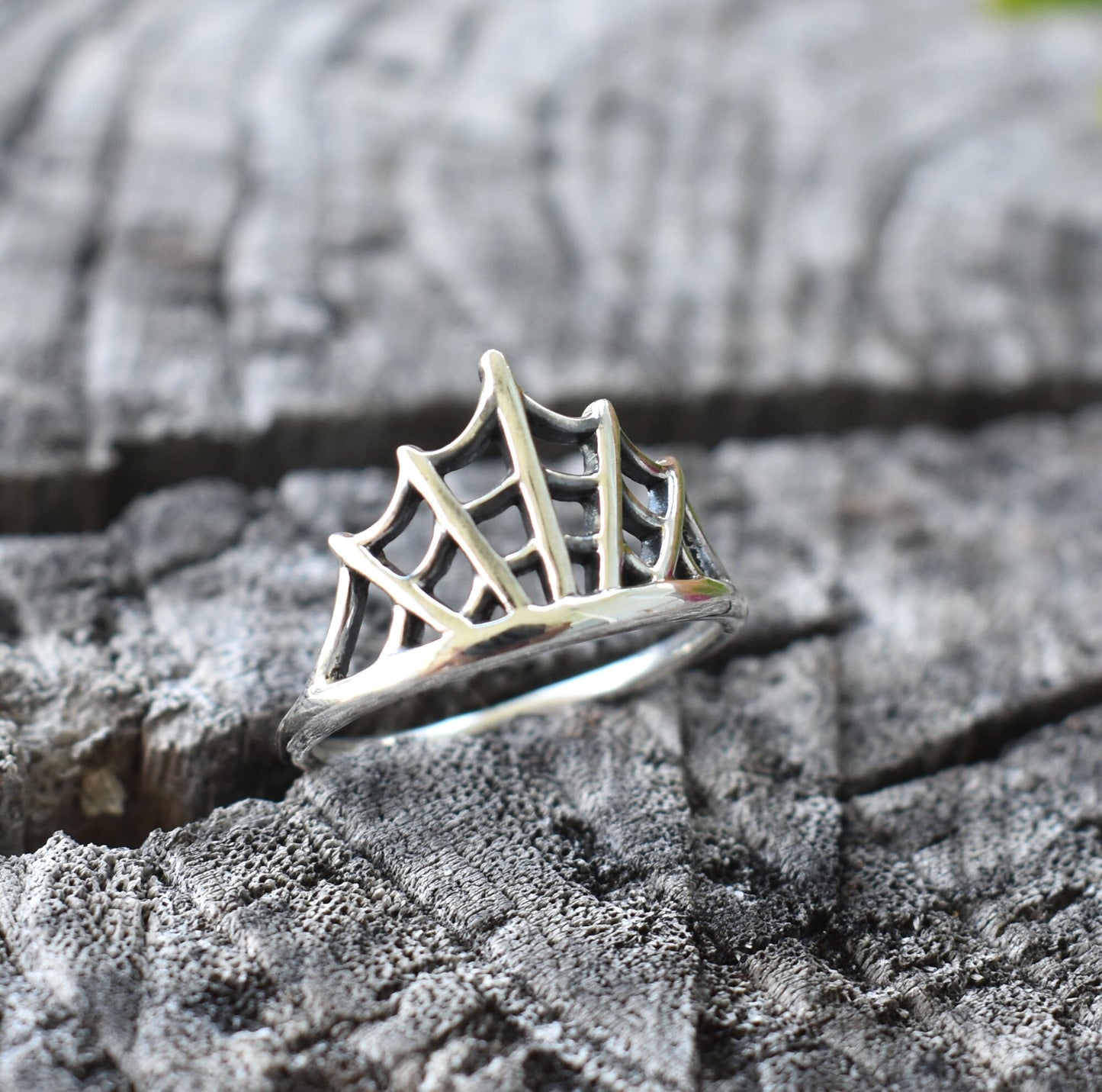 Web Ring- Spider Web Ring, Gothic Ring, Spider Jewelry, Halloween ring-Silver Ring