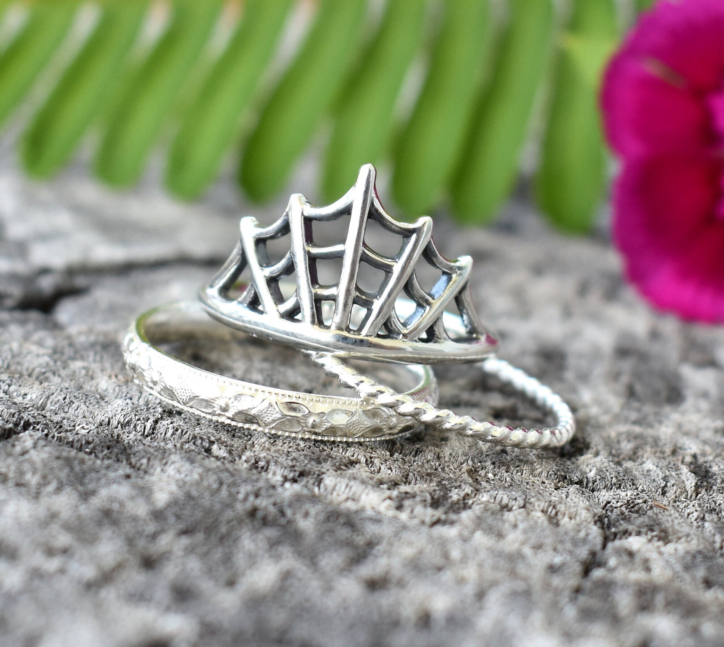 Web Ring- Spider Web Ring, Gothic Ring, Spider Jewelry, Halloween ring-Silver Ring