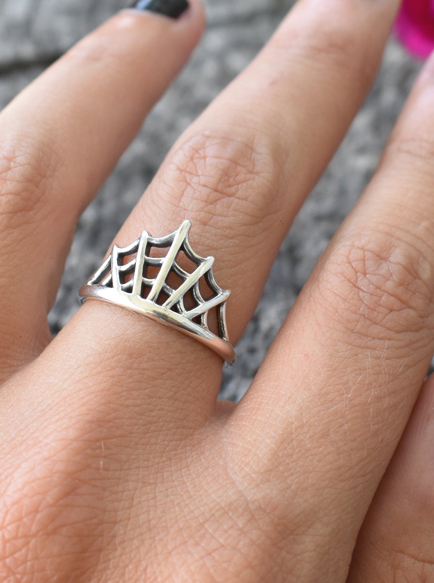 Web Ring- Spider Web Ring, Gothic Ring, Spider Jewelry, Halloween ring-Silver Ring