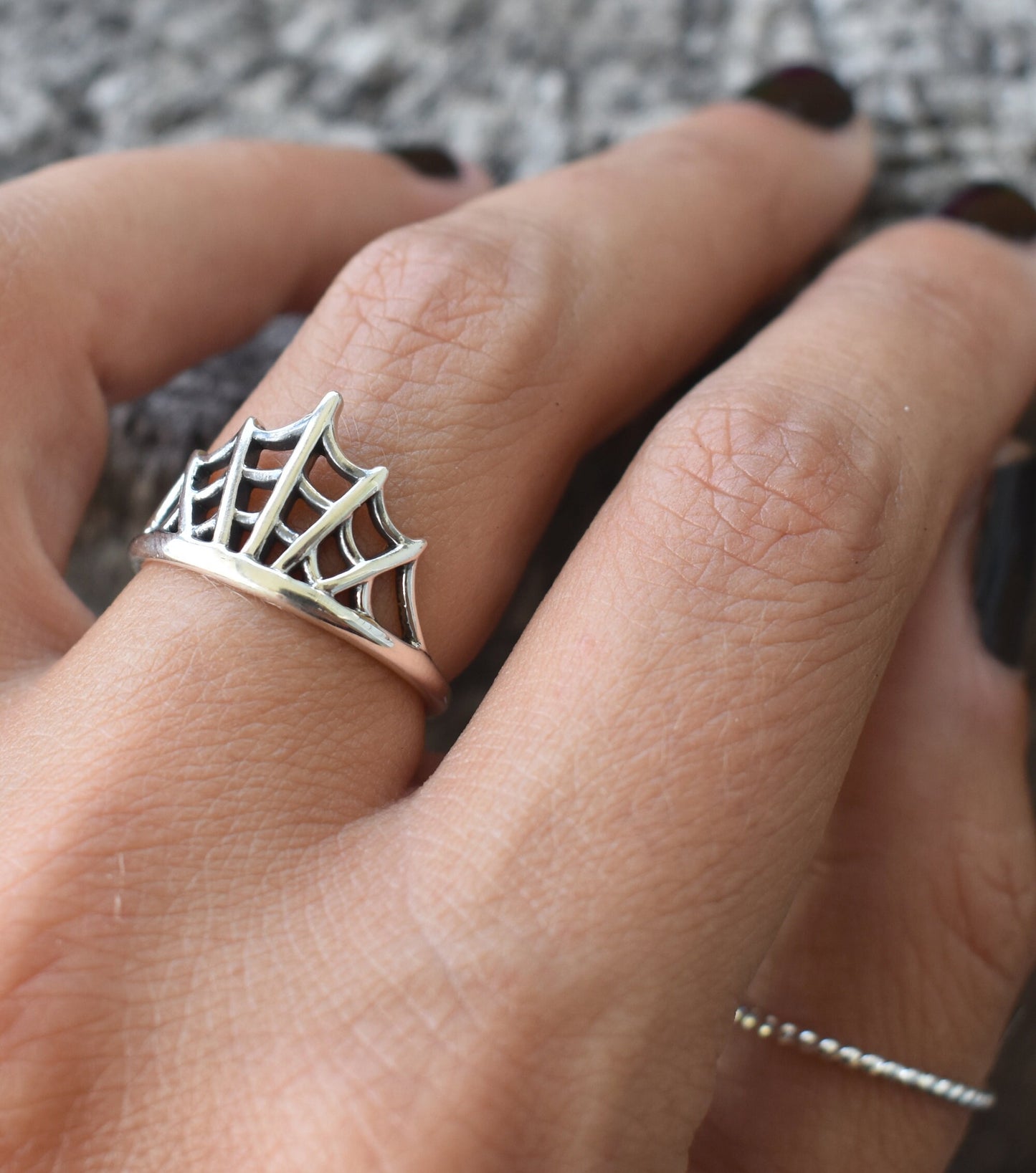Web Ring- Spider Web Ring, Gothic Ring, Spider Jewelry, Halloween ring-Silver Ring