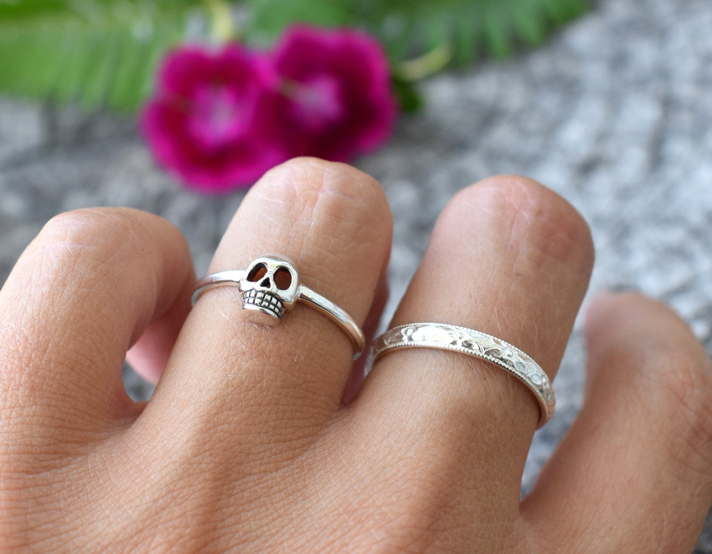 Skull Ring- Skeleton Ring, Skull Jewelry, Halloween Ring, Gothic Ring- Silver Ring