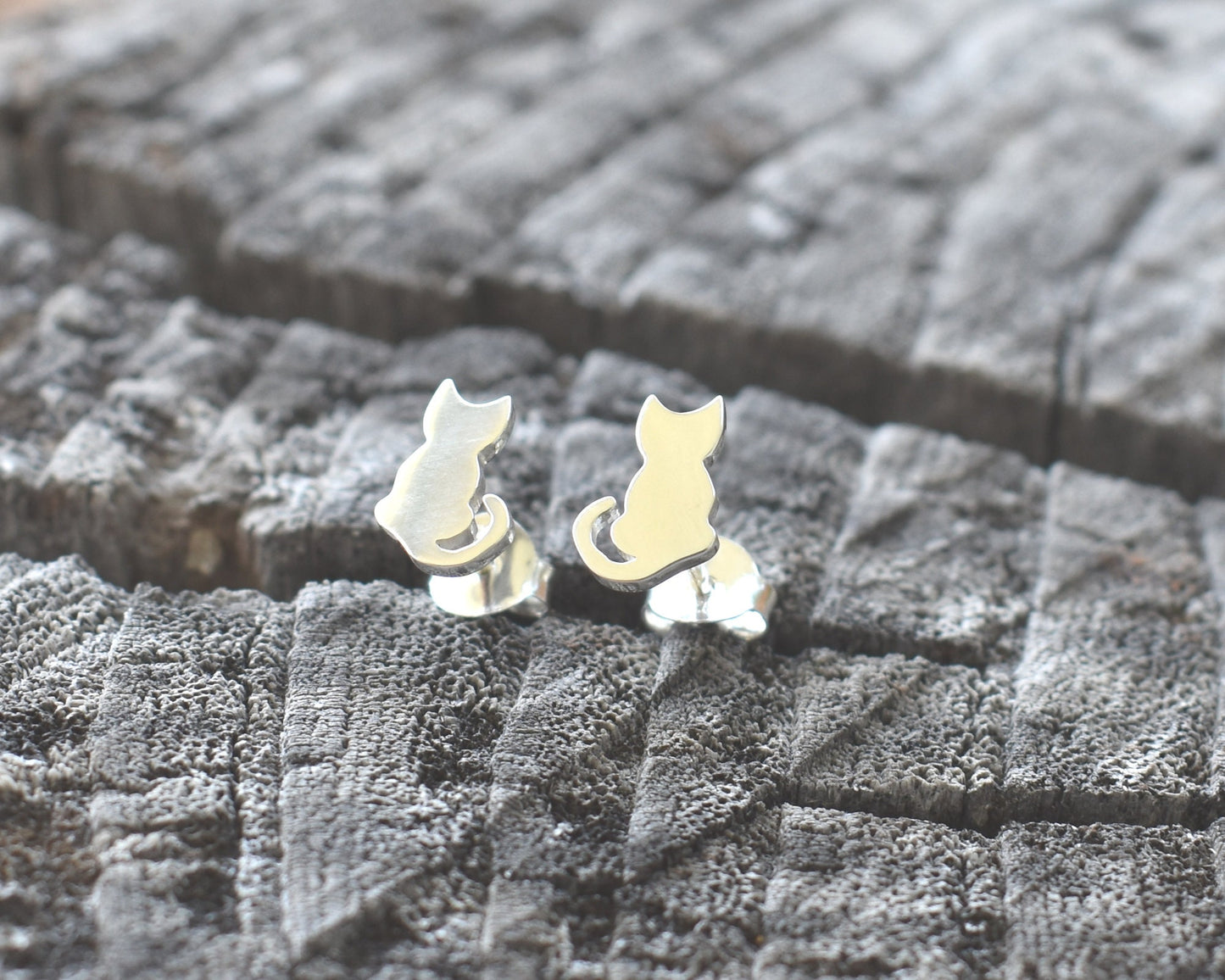 Kitty Studs- Cat Studs, Cat Earrings, Cat Jewelry, Cat Lover Gift-Silver Cat Earrings