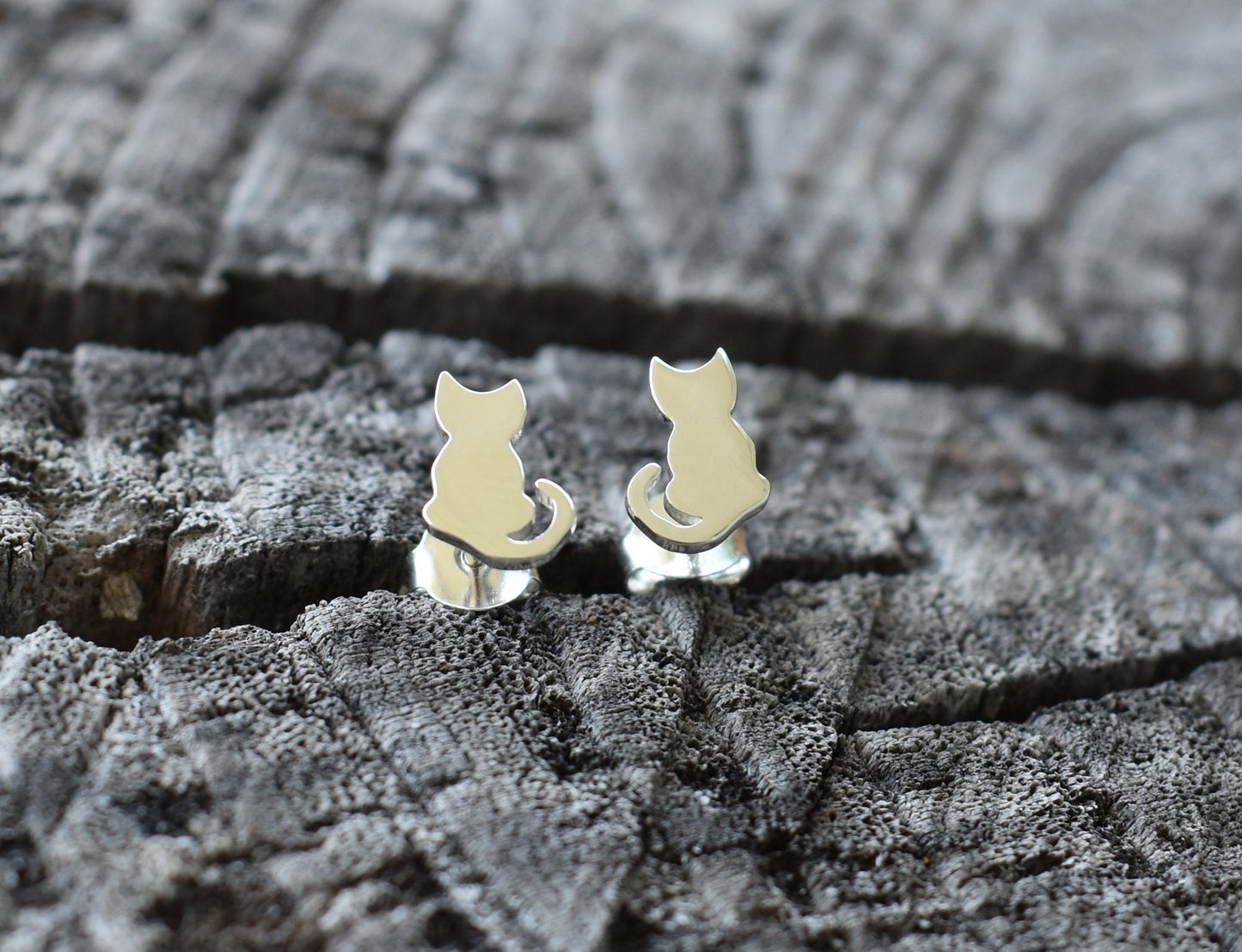 Kitty Studs- Cat Studs, Cat Earrings, Cat Jewelry, Cat Lover Gift-Silver Cat Earrings