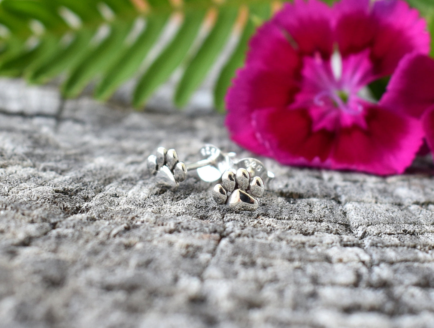 Paw Earrings- Dog Studs, Dog Jewelry, Pet Lover Gift, Puppy Earring-Silver Stud Earrings