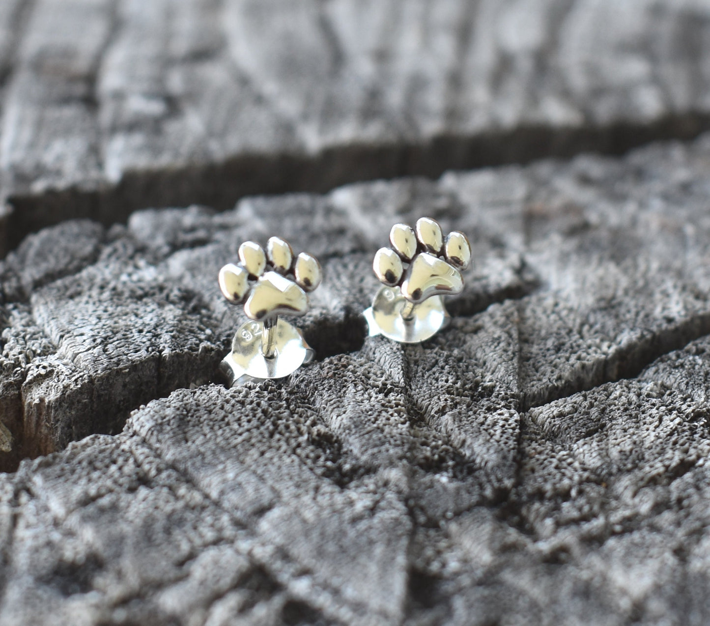 Paw Earrings- Dog Studs, Dog Jewelry, Pet Lover Gift, Puppy Earring-Silver Stud Earrings