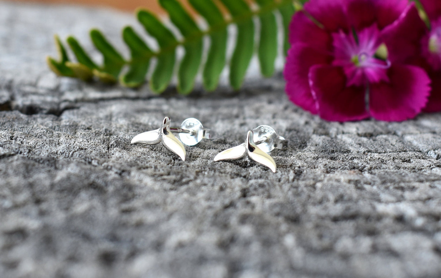 Whale Tail Earrings- Whale Stud Earrings, Whale Tail Jewelry- Silver Earrings