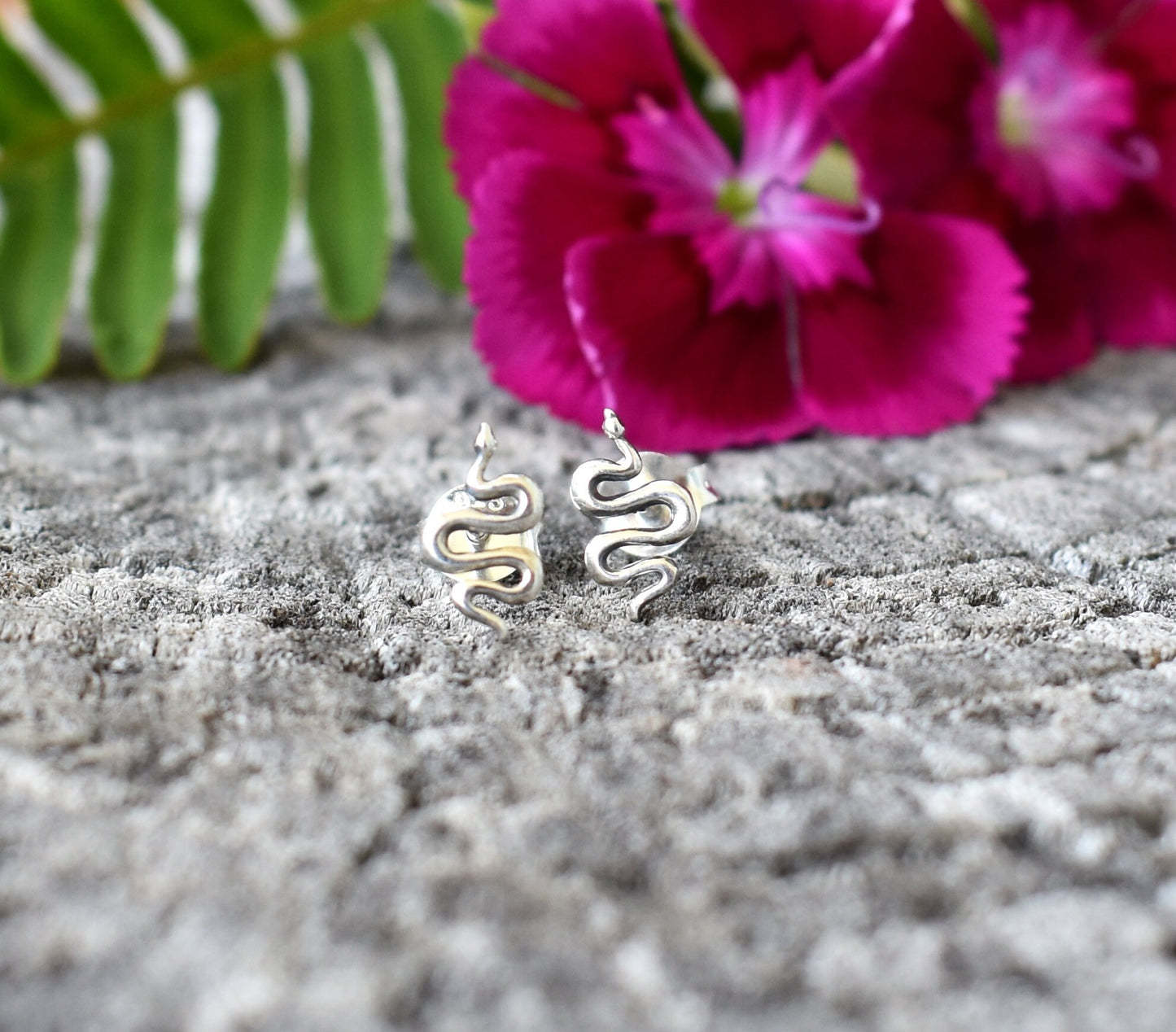 Snake Earrings- Snake Posts, Snake Studs, Serpent Symbolism-Silver Snake Earrings
