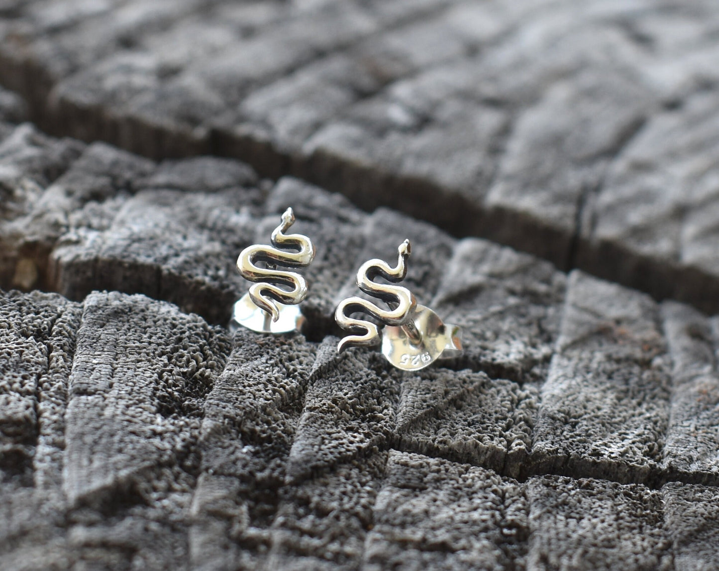 Snake Earrings- Snake Posts, Snake Studs, Serpent Symbolism-Silver Snake Earrings