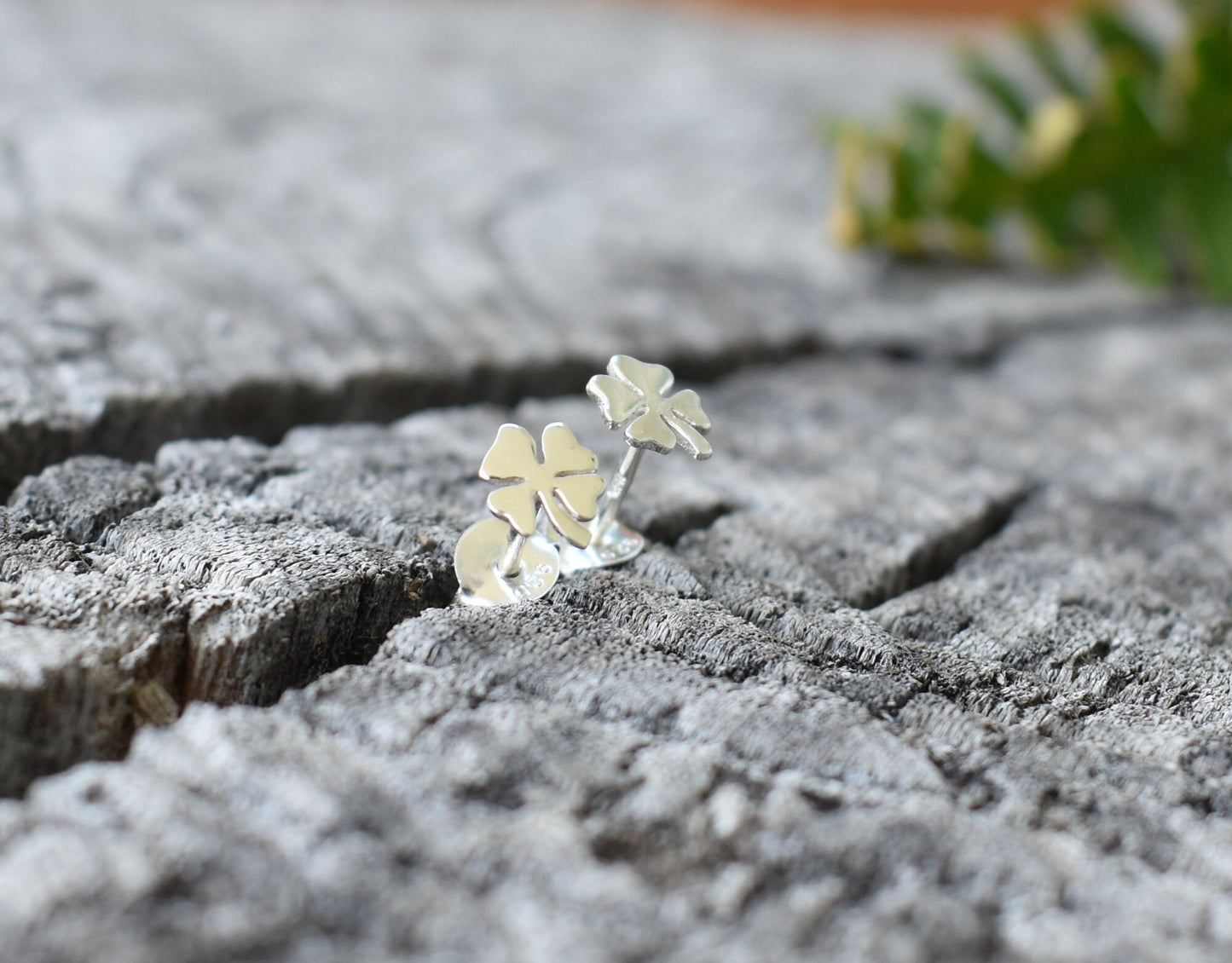 Four Leaf Clover Earrings- Clover Studs, Lucky Charm, Irish Luck-Silver Stud Earrings