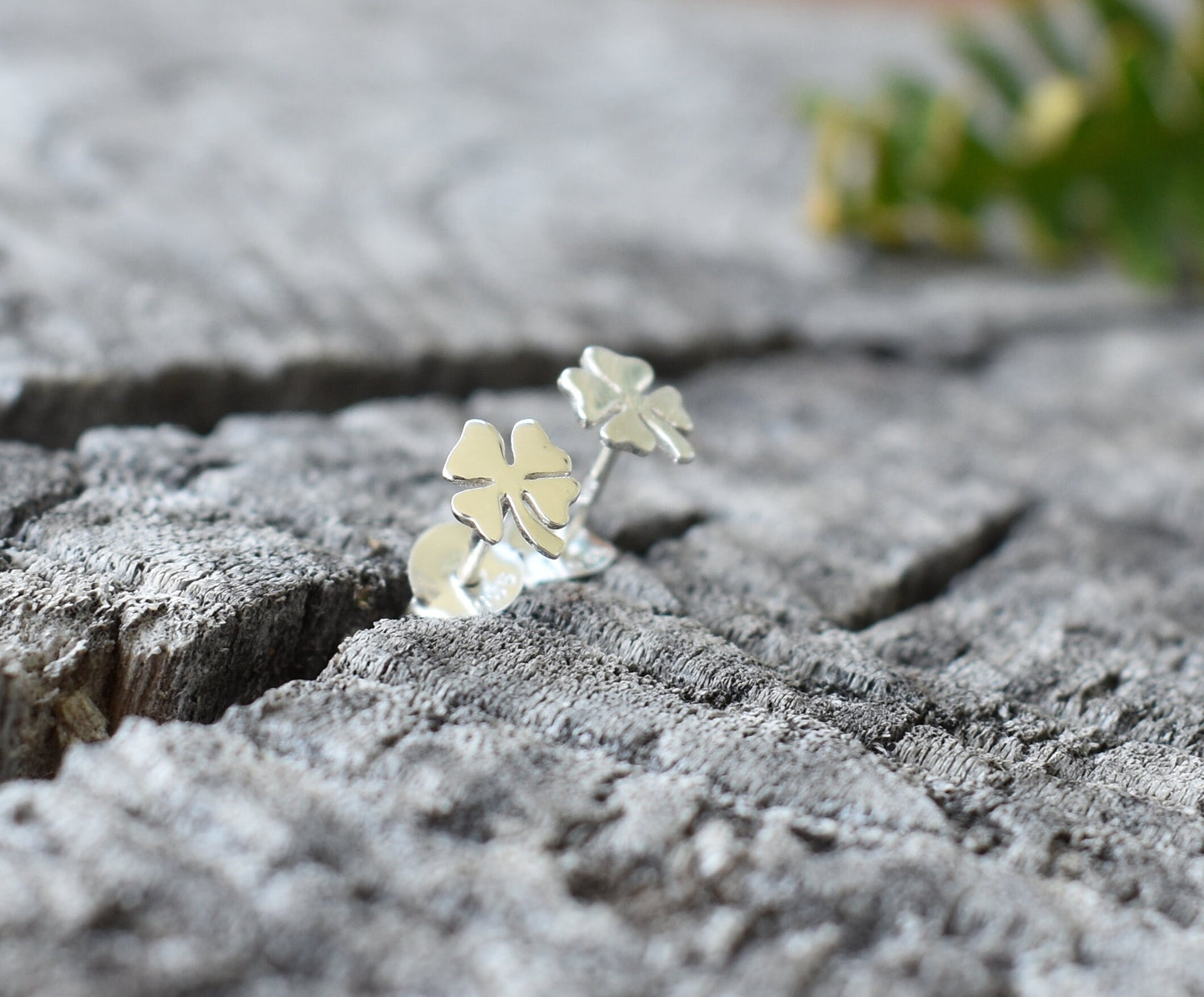 Four Leaf Clover Earrings- Clover Studs, Lucky Charm, Irish Luck-Silver Stud Earrings