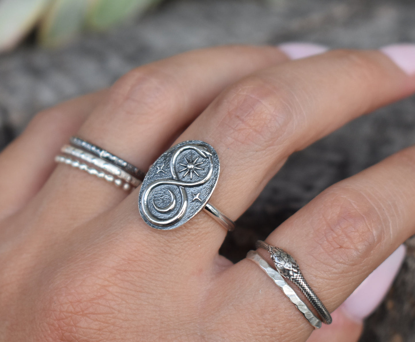 Infinity Snake Ring- Ouroboros Ring, Silver Snake Ring, Infinity Ring-Sterling Silver