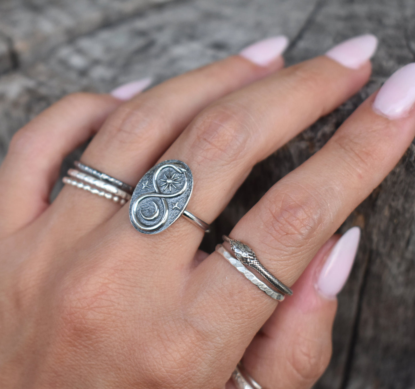 Infinity Snake Ring- Ouroboros Ring, Silver Snake Ring, Infinity Ring-Sterling Silver