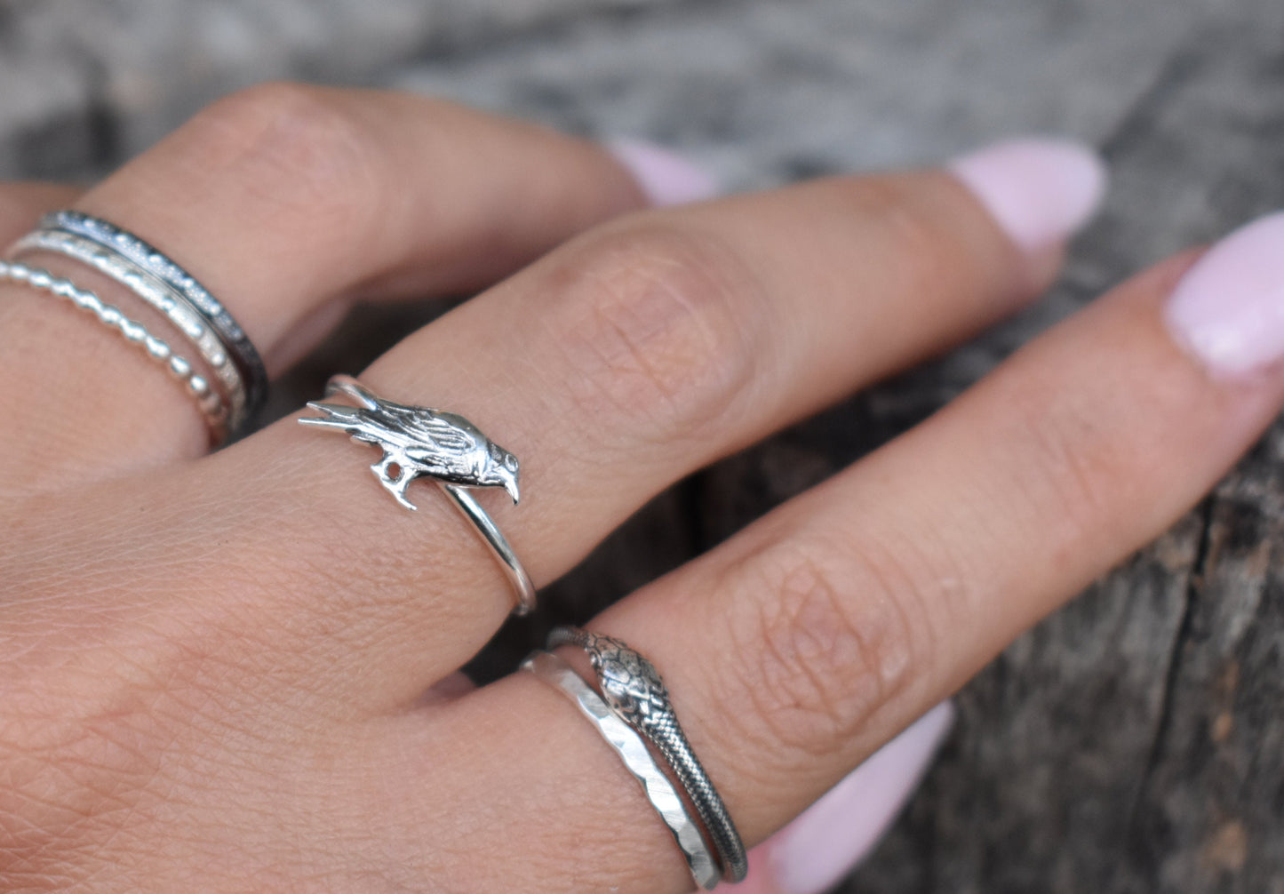 Raven Ring- Bird Ring, Witch Ring, Bird Familiar, Nevermore- Silver Raven Ring