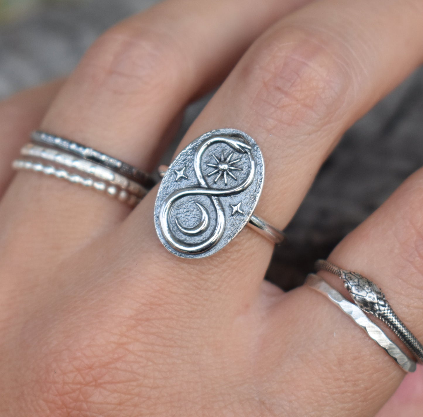 Infinity Snake Ring- Ouroboros Ring, Silver Snake Ring, Infinity Ring-Sterling Silver