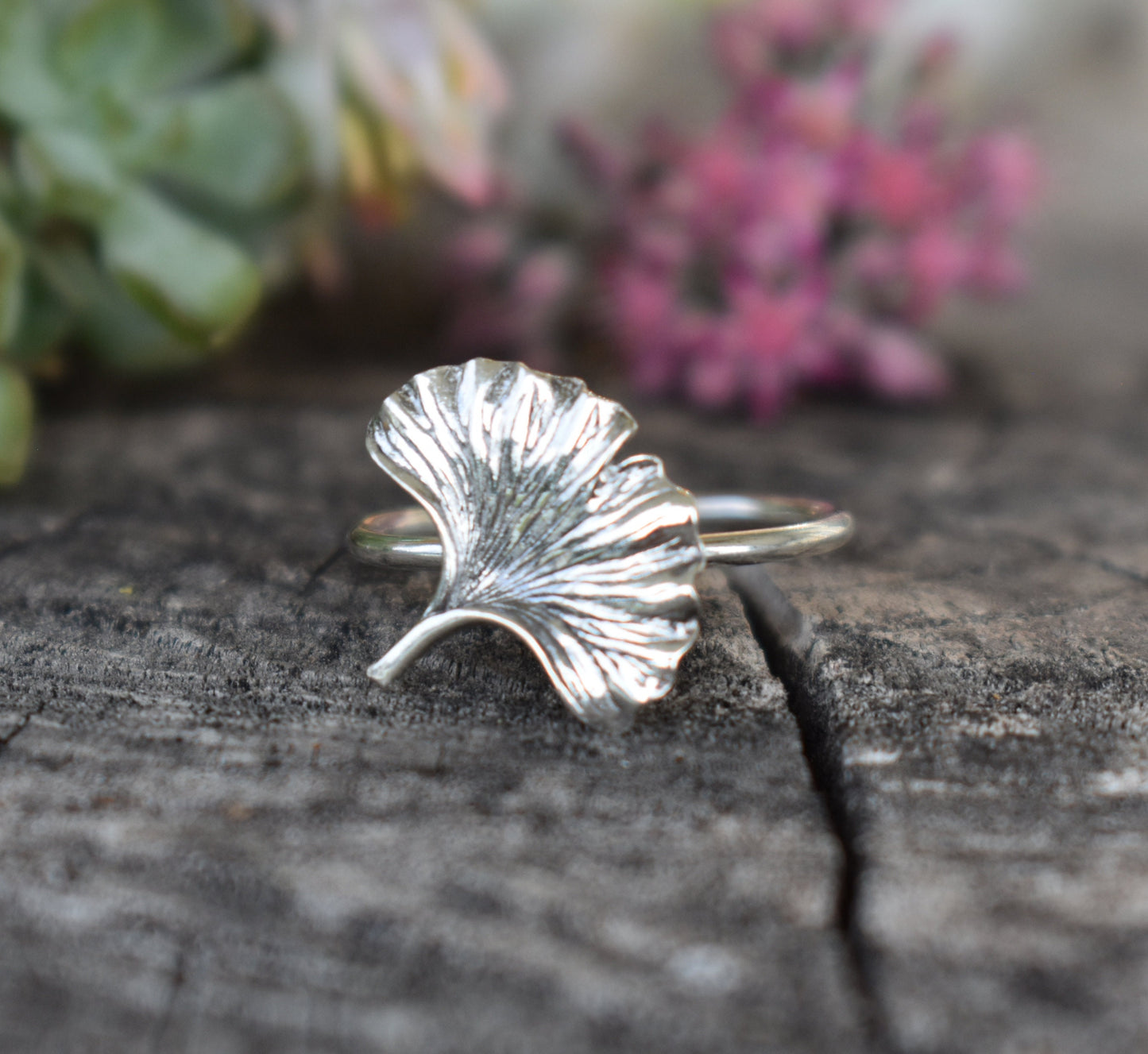 Ginkgo Ring- Ginkgo Biloba, Leaf Ring, Forest Ring- Silver Leaf Ring