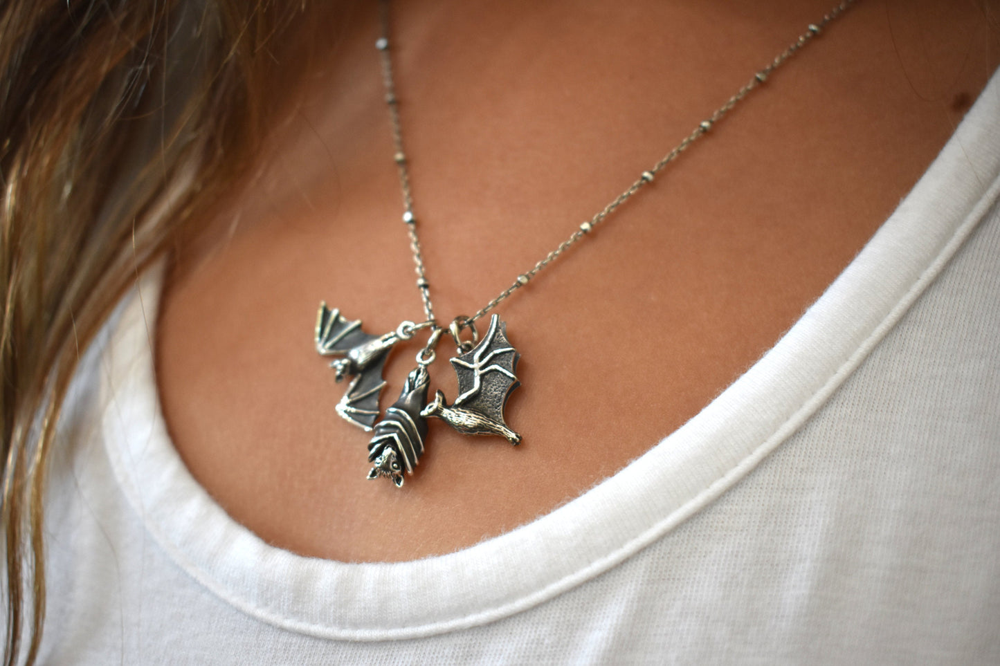 Bat Necklace- Bat Jewelry, Fruit Bat, Vampire Bat, Flying Fox, Halloween Jewelry