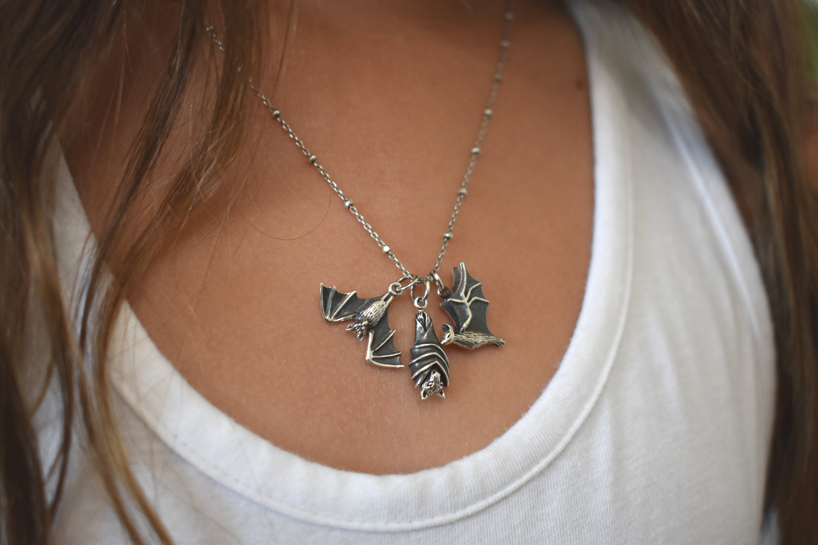 Bat Necklace- Bat Jewelry, Fruit Bat, Vampire Bat, Flying Fox