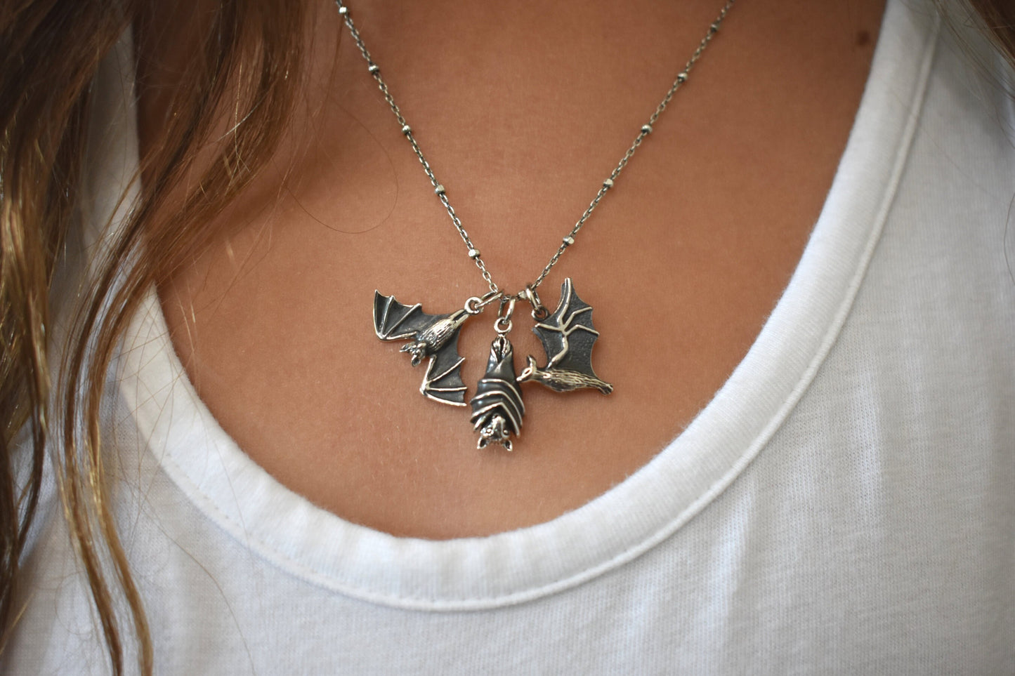 Bat Necklace- Bat Jewelry, Fruit Bat, Vampire Bat, Flying Fox, Halloween Jewelry