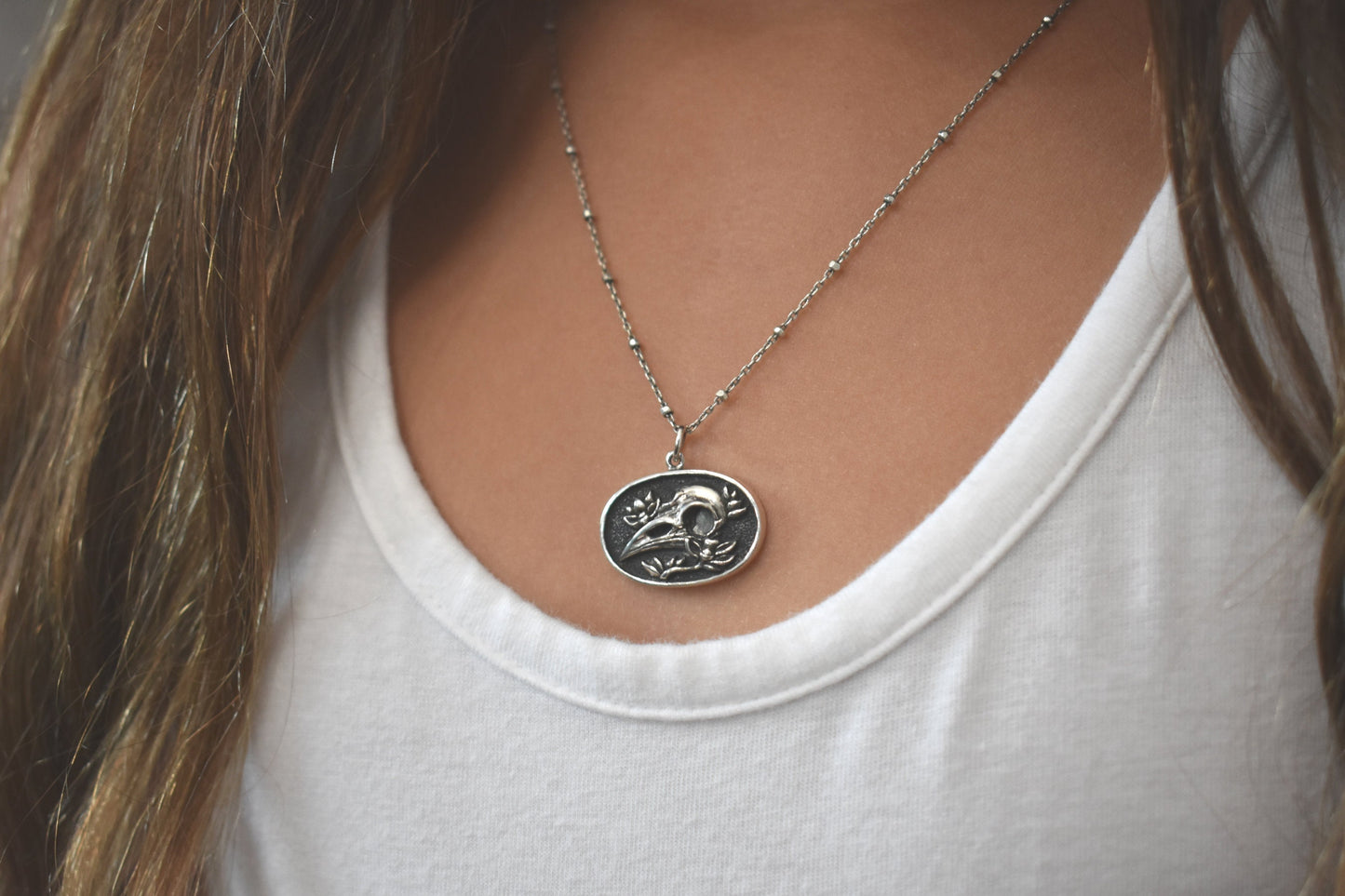 Bird Skull Necklace- Skull Necklace, Raven Skull, Nevermore, Norse Raven