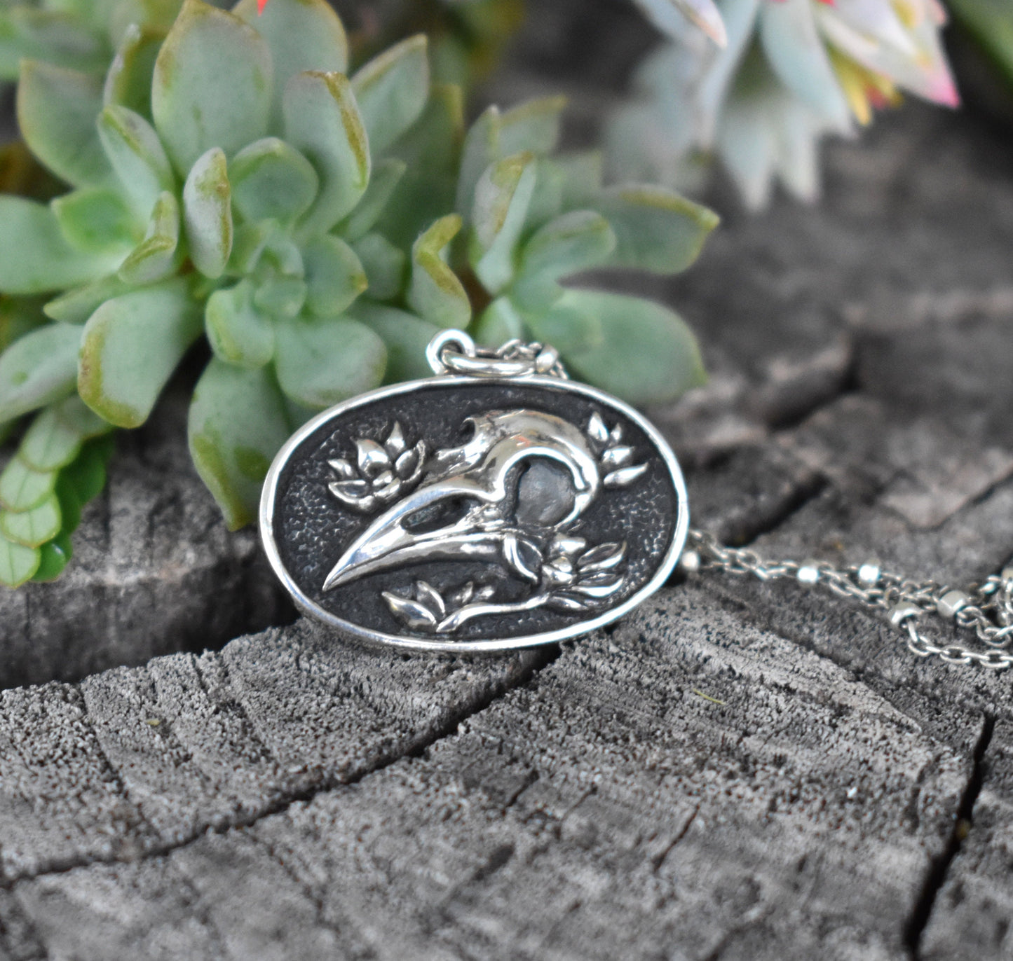 Bird Skull Necklace- Skull Necklace, Raven Skull, Nevermore, Norse Raven