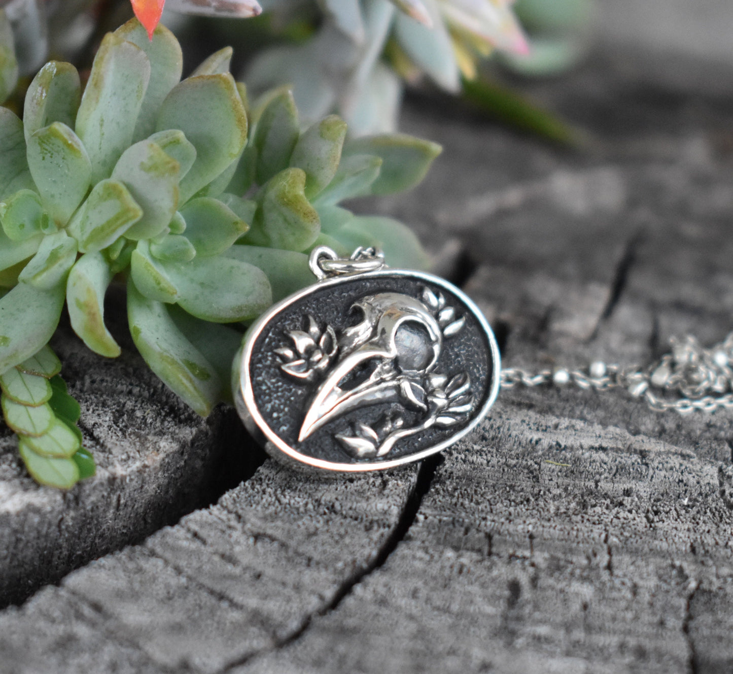 Bird Skull Necklace- Skull Necklace, Raven Skull, Nevermore, Norse Raven