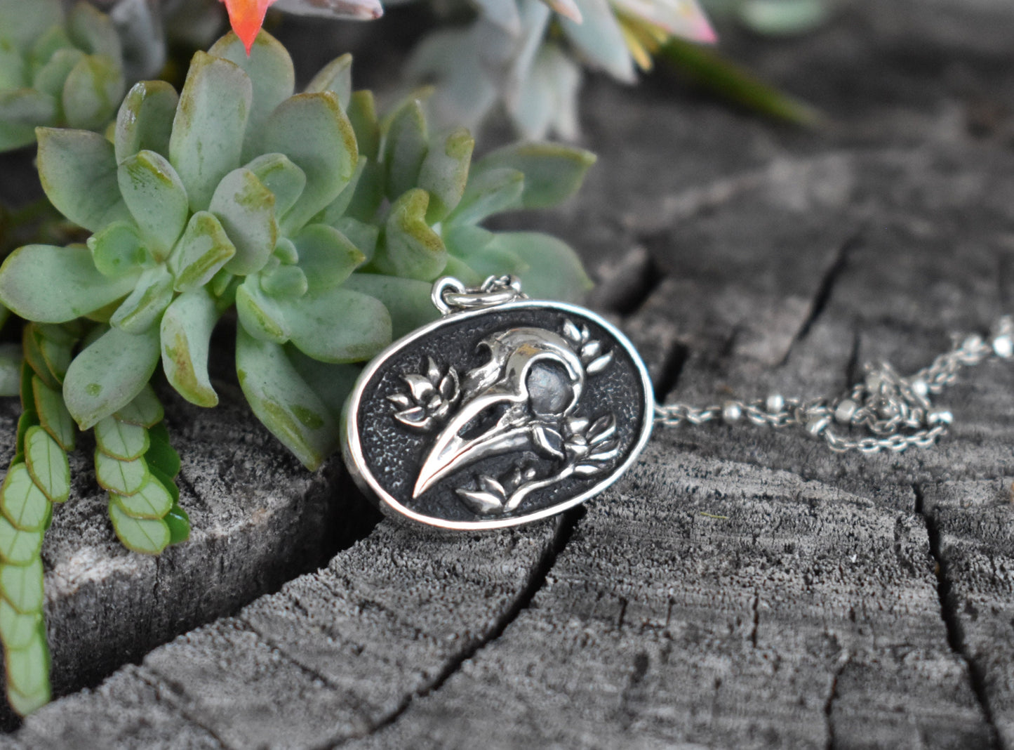 Bird Skull Necklace- Skull Necklace, Raven Skull, Nevermore, Norse Raven